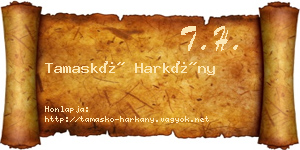 Tamaskó Harkány névjegykártya